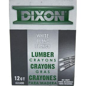 Dixon 52300 Lumber Crayons, 4 1/2 x 1/2, White, Dozen