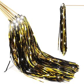 24 Pcs Lighted Wedding Wands LED Tinsel Wedding Wands Light up Wedding Streamers for Wedding Send off and Exits Baby Shower Birthday Party Favors (Champagne Tinsel)