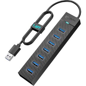 SAN Zang 7 Ports USB 3.0 Hub, SAN Zang [3.3Ft] USB Hub, 5Gbps USB Splitter MultiPort USB Hub, for PC, Laptop