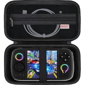 BOVKE Carrying Case Compatible with Anbernic RG Cube Retro Handheld Game Console, RG Cube Arcade Handheld Gaming Console Bag Holder with Mesh Pocket for Charging Cable Accessories, Black