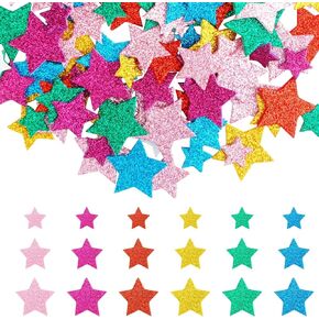 270 PCS Glitter Foam Star Stickers - Self-Adhesive Star Foam Stickers for Wall/Scrapbooks/Poster, Colorful Foam Star Shape Glitter Sticker Birthday Party Glitter Star Stickers 3 Sizes 5 Color