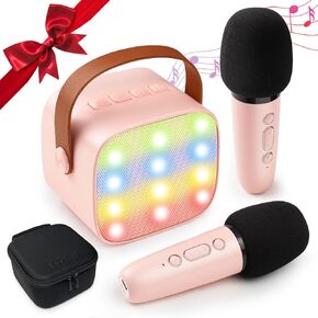 Mini Karaoke Machine for Kids, Portable Bluetooth Singing Karaoke Machine with 2 Microphones, Popular Birthday Christmas Toys, Gifts for Girls Ages 4, 5, 6, 7, 8,9,10+ Years Old