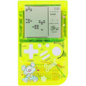 CZT Transparent Block Game Machine 23 Built-in Games Retro Children's Game Console Student Game Device Puzzle Handheld Console Electronic Brick Games Compact Portable Christmas Girl Gifts (Pink)