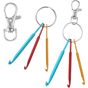 Crochet Hooks Set 6PCS 3/4/5mm Portable Small Crochet Hooks Keychains with Swivel Hooks, Mini Creative Aluminum Yarn Crochet Needles Knitting Needle Kit for Beginners Crocheters Travel Outdoor