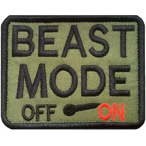 Antrix Beast Mode On Embroidered Patch Green Tactical Military Badge Hook and Loop Funny Patches for Adult Clothes Bags Caps Backpack Vest Hiking Dog Harness -3.5x2.75 Green