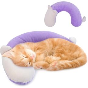 Pet Pillow, Dog Neck Pillow,Dog Pillows for Medium Dogs,Calming Pillow for Dogs, Soft Cat Pillow,Improve Relief Dog Sleeping Pillow,Machine Washable Pet U-Shaped Pillow,Purple,L