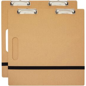 Bright Creations 2-Pack Artist's Drawing Sketch Boards, Large Art Clipboard with Left-Side Handle Holes & Paper Holding Rubber Bands, Portable Drafting Boards for Home, Office, Studio, Field(18x18")