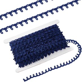 PH PandaHall 19 Yards Braid Trim with Elastic Button Loops, 1/2 inch Blue Button Elastic Loop Button Loop Tape Dress Zipper Extender Upholstery Trim for Sewing Costume Crafts Dress Home Decor