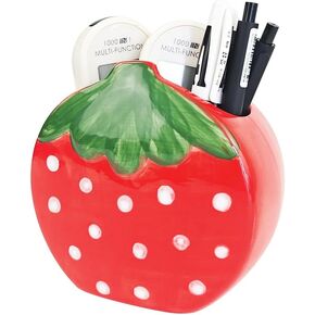 Pen Holder for Desk Ceramics Strawberries Pencil Organizer Cute Cup Holders Aesthetic