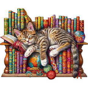 Jigfoxy Wooden Puzzles for Adults, Cat Wood Puzzles Adult, Unique Animal Shape Wooden Jigsaw Puzzles for Adults, Birthday Gifts for Puzzle Lovers, Family, Friend (L-13.4 * 10.8in-280pcs)