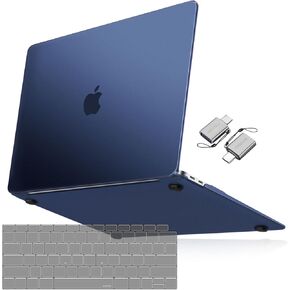 MOSISO Compatible with MacBook Air 13 inch Case 2022 2021 2020 2019 2018 A2337 M1 A2179 A1932, Ultra-Thin Natural Original Color Plastic Hard Shell Case&Keyboard Cover&Type C Adapter, Midnight Blue