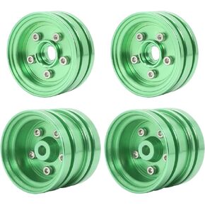 4Pcs Aluminum Wheels Hub Rims for Tamiya Grasshopper Hornet Mighty Frog Fighting Buggy Super Champ RC Car Chassis Upgrade Parts (Green)