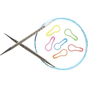 addi Skacel 16" (40cm) Rocket2 (Squared) Knitting Needles with All Things Knitting Brand Stitch Markers (US 0/2.00mm) in Kuwait