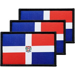 3Pcs Dominican Dominicans Flag Patch 2x3 Inch, Hook Loop Tactical Embroidered Armband Country Flag Patches for Backpack Hat Vest Jacket.