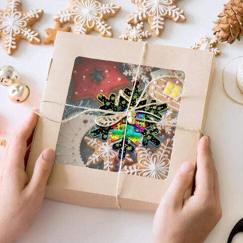 Hollowfly 80 Pcs Snowflake Scratch Cards Christmas Scratch Ornaments for Kids Rainbow Winter Crafts Christmas Party Supplies for Winter Xmas Gift Home Classroom DIY Activities in Kuwait