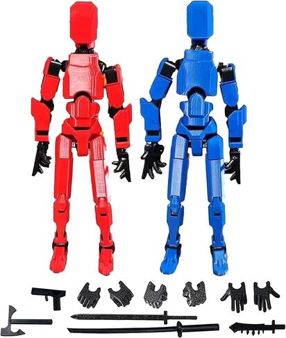 2PCS T13 Action Figure Set Stick Figures Titan 13 Lucky Dummy 13 Cool Action Figures,3D Printed Action Figure, Mission 13 t-13 Gift for Collectors Desktop Decorations (A-2pc-red+Dark Blue) in Saudi Arabia