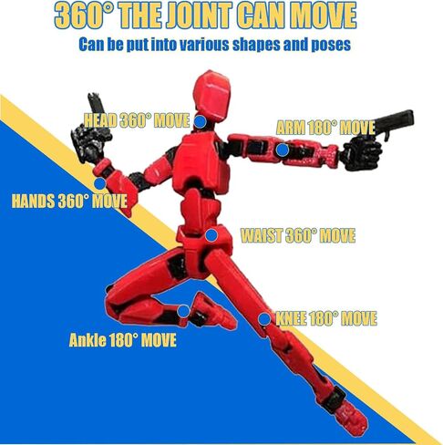 2PCS T13 Action Figure Set Stick Figures Titan 13 Lucky Dummy 13 Cool Action Figures,3D Printed Action Figure, Mission 13 t-13 Gift for Collectors Desktop Decorations (A-2pc-red+Dark Blue) in Saudi Arabia