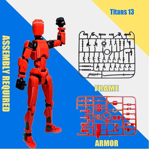 2PCS T13 Action Figure Set Stick Figures Titan 13 Lucky Dummy 13 Cool Action Figures,3D Printed Action Figure, Mission 13 t-13 Gift for Collectors Desktop Decorations (A-2pc-red+Dark Blue) in Saudi Arabia