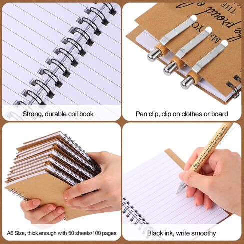 Honoson 50 Sets Employee Appreciation Gifts, Employee Appreciation Notebook with Ballpoint Pen Mini Spiral Inspiration Notebook Thank You Bulk Christmas Gift for Employee Coworker Teacher, Brown in Saudi Arabia