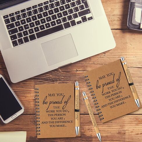 Honoson 50 Sets Employee Appreciation Gifts, Employee Appreciation Notebook with Ballpoint Pen Mini Spiral Inspiration Notebook Thank You Bulk Christmas Gift for Employee Coworker Teacher, Brown in Saudi Arabia