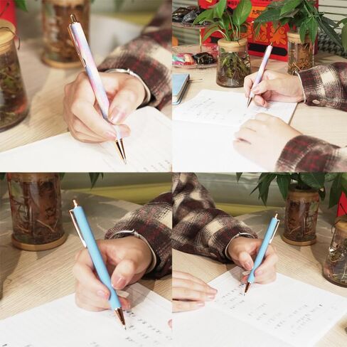 YOUMI 7/8 Pcs Retractable Ballpoint Pen，Pretty Bling Metal Writing Pens，Black Ink Medium Point 1.0 mm Gift Pens, Cute Journaling Pens Office Supplies for Women & Men (set 2) in Kuwait