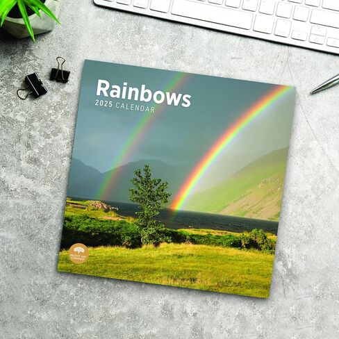 2025 Rainbows Monthly Wall Calendar by Bright Day, 12 x 12 Inch Beautiful Landscape Photography Gift in Saudi Arabia
