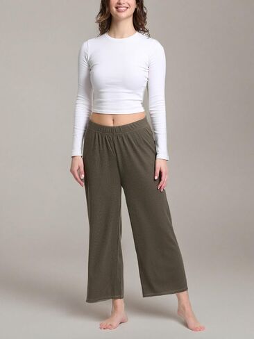 Mad Dog Lounge Pants for Women, Comfy Loose Fitting Wide Leg Cropped Capris Ladies House Pants - Elastic Casual & Comfortable in Saudi Arabia
