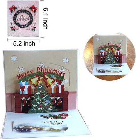 BTOOP 7 قطع ثلاثية الأبعاد منبثقة بطاقات معايدة عيد الميلاد الملونة بطاقات عيد الميلاد المجيد المصنوعة يدويًا وبطاقات وأظرف عيد الميلاد لعيد الميلاد/العام الجديد in Kuwait