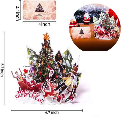 BTOOP 7 قطع ثلاثية الأبعاد منبثقة بطاقات معايدة عيد الميلاد الملونة بطاقات عيد الميلاد المجيد المصنوعة يدويًا وبطاقات وأظرف عيد الميلاد لعيد الميلاد/العام الجديد in Kuwait