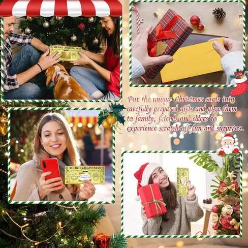 مجموعة واحدة من بطاقات عيد الميلاد مع مظروف، كشف هدية مفاجئة لبطاقة خدش عيد الميلاد، بطاقة سنة جديدة سعيدة مقاس 7.8 × 3.5 بوصة، تذكرة خضراء لكتابة بطاقة خاصة بك لصديقتك، أو زوجتك، أو عائلتك، أو صديقك، أو طفلك in Kuwait