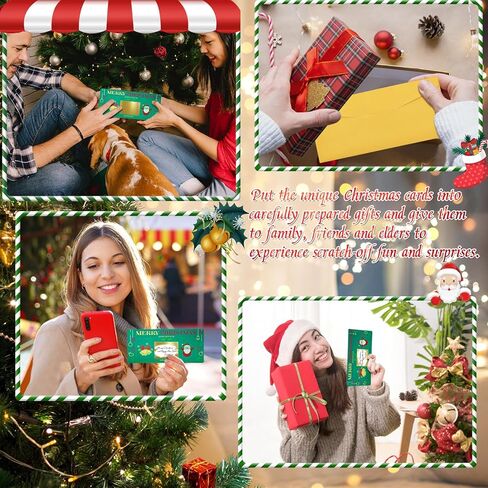 مجموعة واحدة من بطاقات عيد الميلاد مع مظروف، كشف هدية مفاجئة لبطاقة خدش عيد الميلاد، بطاقة سنة جديدة سعيدة مقاس 7.8 × 3.5 بوصة، تذكرة خضراء لكتابة بطاقة خاصة بك لصديقتك، أو زوجتك، أو عائلتك، أو صديقك، أو طفلك in Kuwait