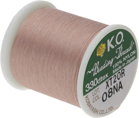 خيط خرز من النايلون KO، لون ذهبي، ياباني مشمع مسبقًا بنسبة 100% نايلون، 330TEX، حبال عقد مقاومة للتشابك، بكرة 50 متر /55 ياردة، تستخدم في مشاريع خرز البذور، وأعمال النول ونسيج الخرز in Saudi Arabia