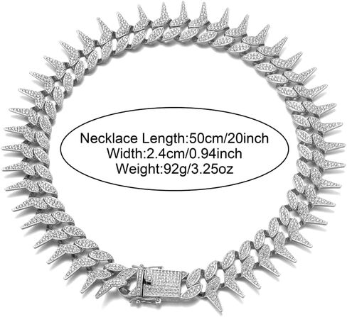 Serijoars Dog Chain Collar, Side Spiked Style Necklace Bling Diamond Cuban Link Dog Collars Glitter Rhinestone Puppy Collar for for Small Medium Large Pet Dogs Cats (Gold, 24 Inches) in Saudi Arabia