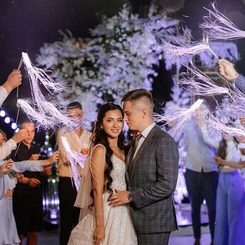 24 Pcs Lighted Wedding Wands LED Tinsel Wedding Wands Light up Wedding Streamers for Wedding Send off and Exits Baby Shower Birthday Party Favors (Champagne Tinsel) in Saudi Arabia
