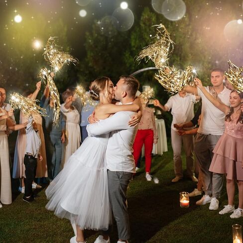 24 Pcs Lighted Wedding Wands LED Tinsel Wedding Wands Light up Wedding Streamers for Wedding Send off and Exits Baby Shower Birthday Party Favors (Champagne Tinsel) in Saudi Arabia