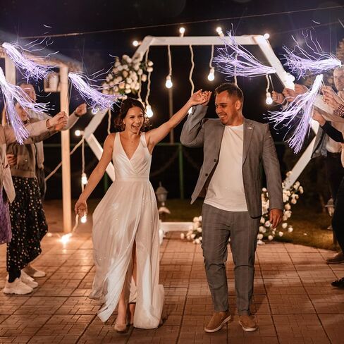 24 Pcs Lighted Wedding Wands LED Tinsel Wedding Wands Light up Wedding Streamers for Wedding Send off and Exits Baby Shower Birthday Party Favors (Champagne Tinsel) in Saudi Arabia