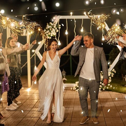 24 Pcs Lighted Wedding Wands LED Tinsel Wedding Wands Light up Wedding Streamers for Wedding Send off and Exits Baby Shower Birthday Party Favors (Champagne Tinsel) in Saudi Arabia