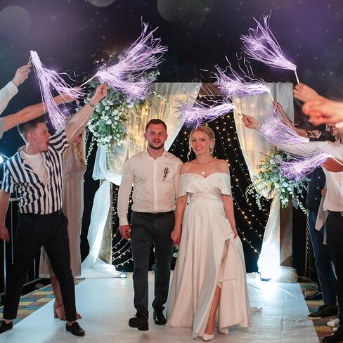 24 Pcs Lighted Wedding Wands LED Tinsel Wedding Wands Light up Wedding Streamers for Wedding Send off and Exits Baby Shower Birthday Party Favors (Champagne Tinsel) in Saudi Arabia