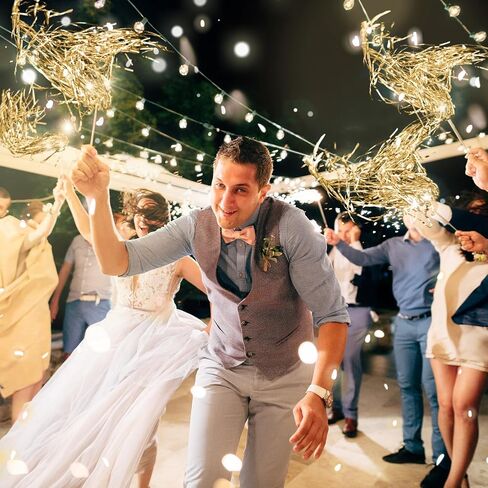 24 Pcs Lighted Wedding Wands LED Tinsel Wedding Wands Light up Wedding Streamers for Wedding Send off and Exits Baby Shower Birthday Party Favors (Champagne Tinsel) in Saudi Arabia