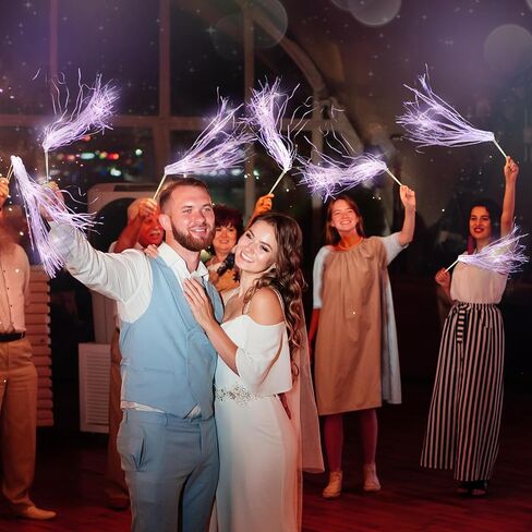 24 Pcs Lighted Wedding Wands LED Tinsel Wedding Wands Light up Wedding Streamers for Wedding Send off and Exits Baby Shower Birthday Party Favors (Champagne Tinsel) in Saudi Arabia