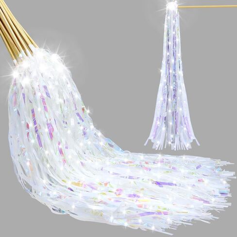 24 Pcs Lighted Wedding Wands LED Tinsel Wedding Wands Light up Wedding Streamers for Wedding Send off and Exits Baby Shower Birthday Party Favors (Champagne Tinsel) in Saudi Arabia