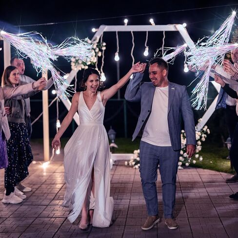 24 Pcs Lighted Wedding Wands LED Tinsel Wedding Wands Light up Wedding Streamers for Wedding Send off and Exits Baby Shower Birthday Party Favors (Champagne Tinsel) in Saudi Arabia