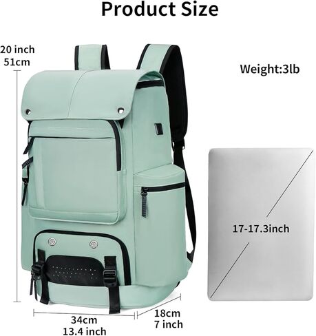 Travel Backpack TSA Friendly Flight Approved Carry on Backpack Nylon Water-resistant Business Large Weekender Bag Casual Daypack 17.3" Laptop Computer Backpack for Men Women(Black) in Kuwait