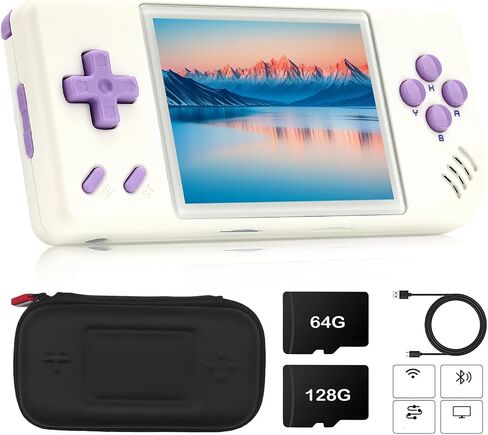 RG28XX Handheld Game Console 2.83 Inch Screen IPS Screen 128G TF Card with 10000 Games Classic Emulator Retro Video Handheld Games Consoles Preinstalled Video Games with Portable Case (Beige White) in Saudi Arabia