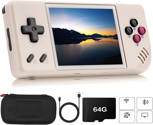 RG28XX Handheld Game Console 2.83 Inch Screen IPS Screen 128G TF Card with 10000 Games Classic Emulator Retro Video Handheld Games Consoles Preinstalled Video Games with Portable Case (Beige White) in Saudi Arabia