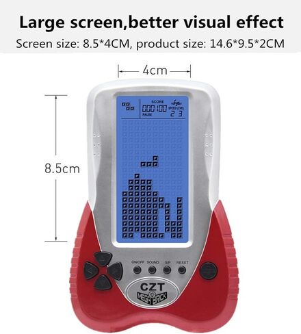 CZT Retro Brick Game Console Big Blue Backlight Screen Built-in 23 Games Tank Battle/Racing Can Plug Headphone Nostalgic Puzzle Pocket Handheld Porable Machine Children's Toys (Blue) in Kuwait