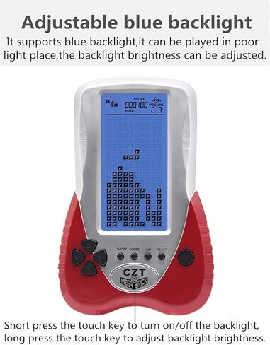 CZT Retro Brick Game Console Big Blue Backlight Screen Built-in 23 Games Tank Battle/Racing Can Plug Headphone Nostalgic Puzzle Pocket Handheld Porable Machine Children's Toys (Blue) in Kuwait