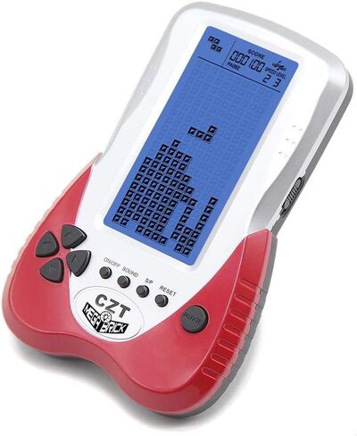 CZT Retro Brick Game Console Big Blue Backlight Screen Built-in 23 Games Tank Battle/Racing Can Plug Headphone Nostalgic Puzzle Pocket Handheld Porable Machine Children's Toys (Blue) in Kuwait