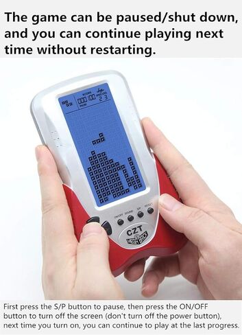 CZT Retro Brick Game Console Big Blue Backlight Screen Built-in 23 Games Tank Battle/Racing Can Plug Headphone Nostalgic Puzzle Pocket Handheld Porable Machine Children's Toys (Blue) in Kuwait