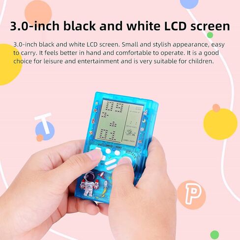 CZT Transparent Block Game Machine 23 Built-in Games Retro Children's Game Console Student Game Device Puzzle Handheld Console Electronic Brick Games Compact Portable Christmas Girl Gifts (Pink) in Kuwait